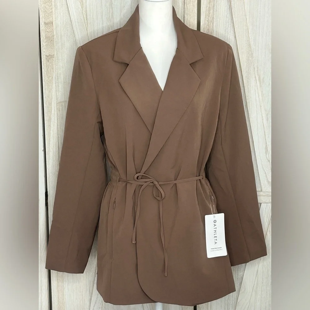 Athleta NWT Primatwill Rustic Biege Women's Blazer sz 14 office business casual - Picture 4 of 15